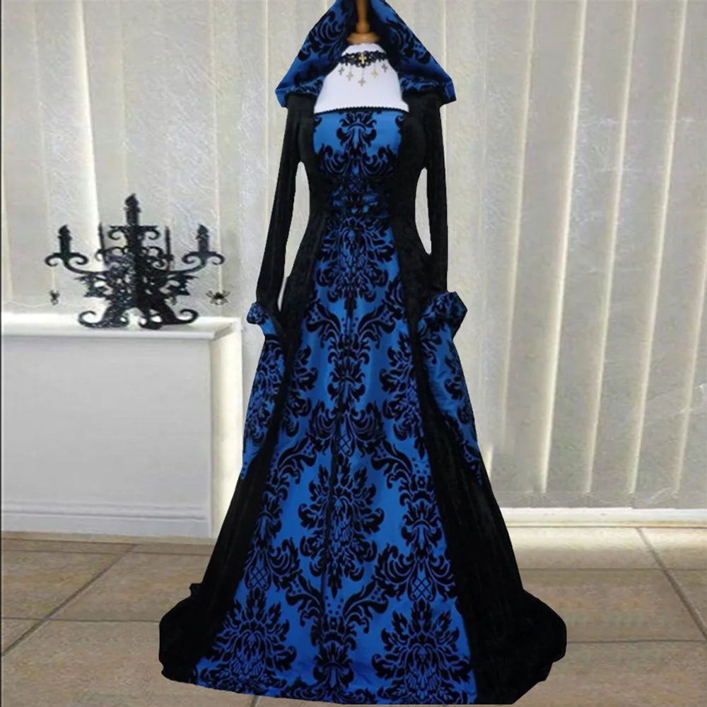 Women Medieval Renaissance Hooded Dress 19th Century European Costumes Ladies Vintage Victorian Gothic Princess Guofeng Dresses - Seprincess