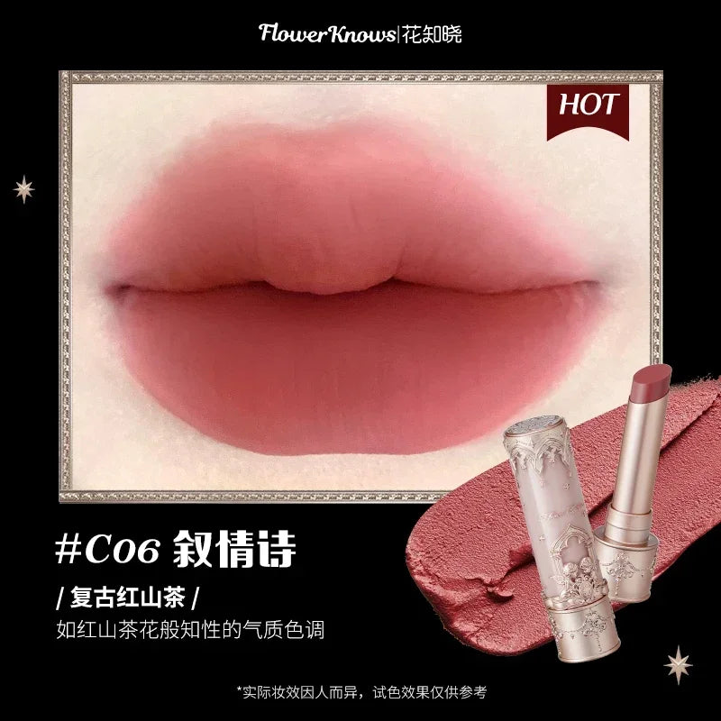 Flower Knows Swan Ballet Little Angel Collection Lipstick Velvet Matte Waterproof Lip Stick Vegan Long Lasting Lip Gloss Korean