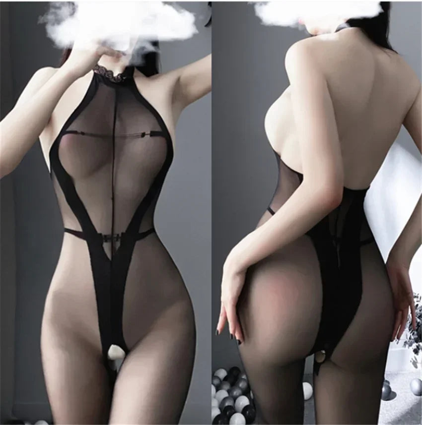 Multiple Sexy Erotic Lingerie on Sale for Clearance Women Hot Porno Costumes Fishnet Open Crotch Mesh Sleepwear Bodysuit