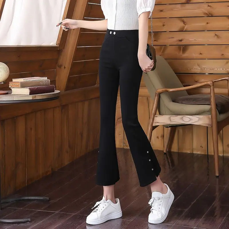 Split Flared Pants for Women High Waisted and Slim with a Base and Wide Legs Spring New Micro Flared Minimalist Casual Pants