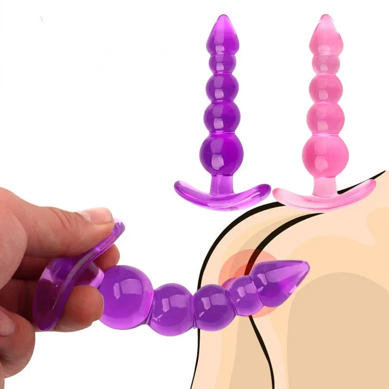 Soft Silicone Anal Plugs Beads Dildo Butt Prostate Massage Unisex Sexy Stopper Adult Sex Toy for Men Women Adult Games