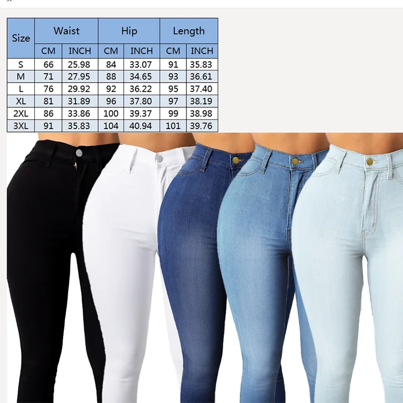 High Waist Denim Long Jean Casual Vintage Solid Skinny Youthful Women Office Lady Trouser Pencil Pants Fashion Trend Clothes New