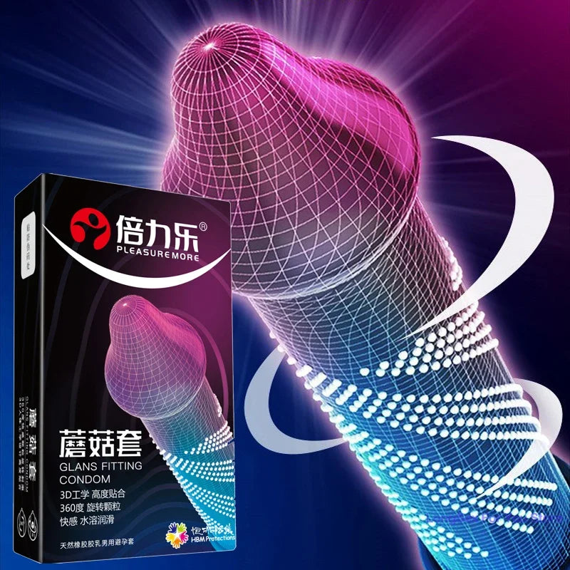 10pcs Erotic Penis Sleeve 3D Dotted Condoms Enlargement Large Particles Mushroom Condom High Sensitive Sex Toys for Men Condones - Seprincess