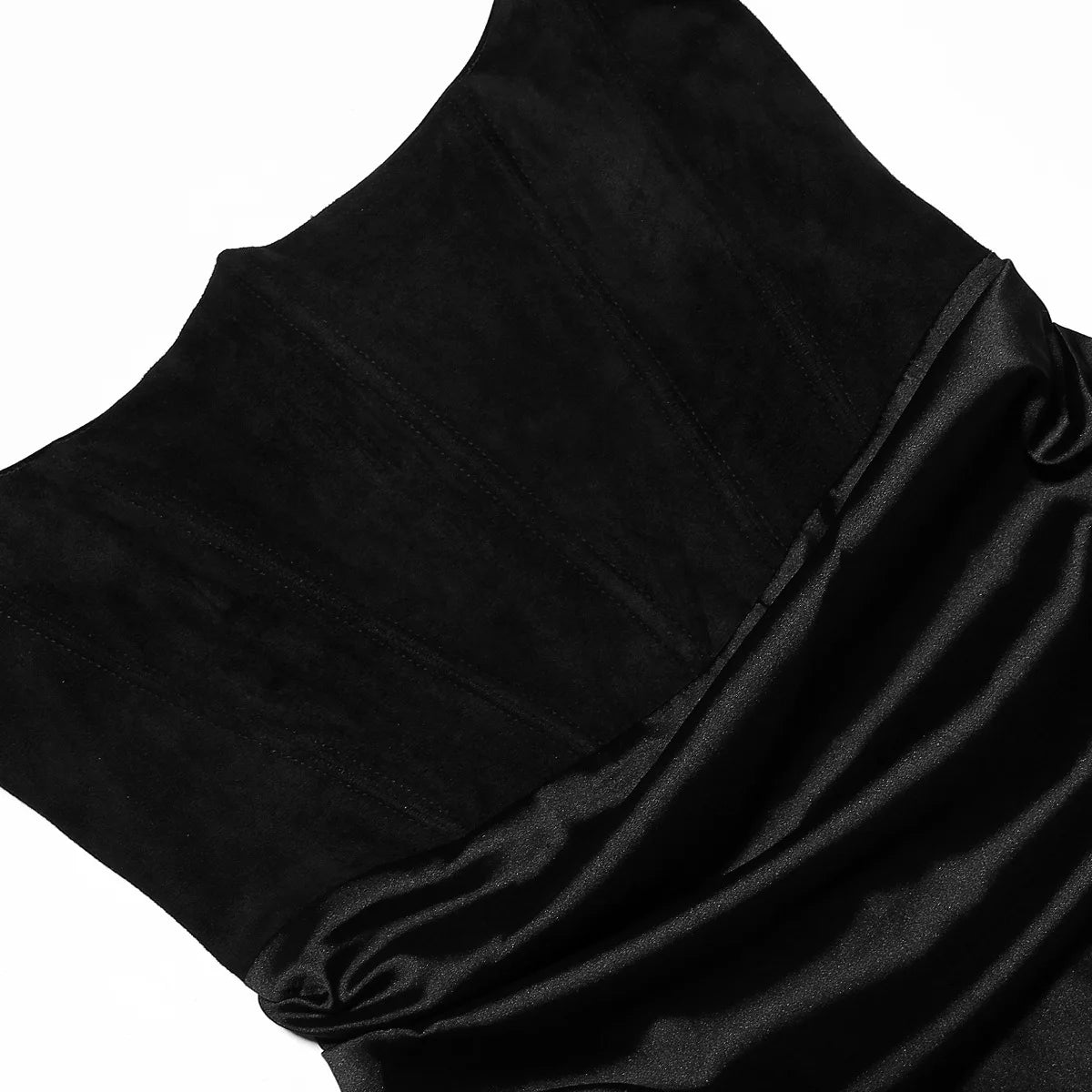 Suninheart Black Maxi Wedding Guest Dress Women Strapless Velvet Boning Corset Party Dress Sexy Satin Long Formal Occasion Dress - Seprincess