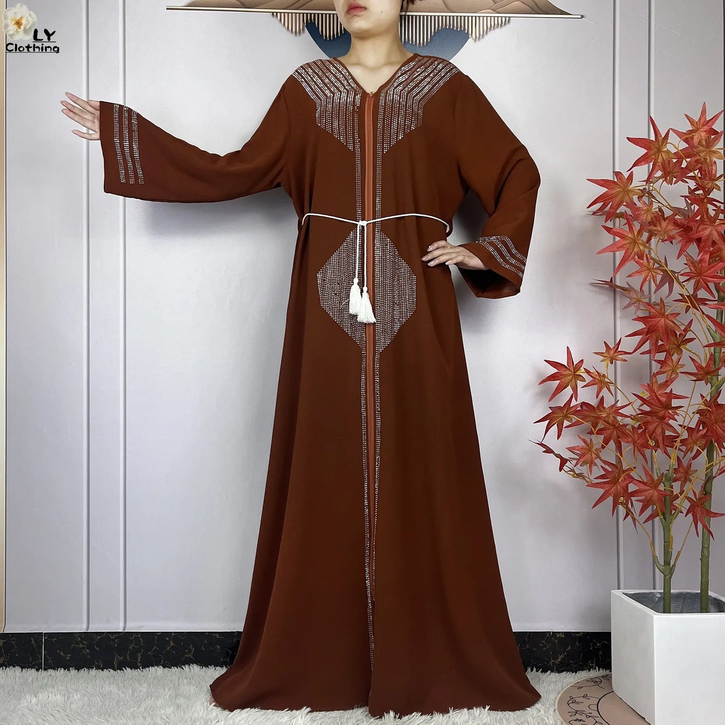 2024 For Women Elegant Dresses Dubai Party Outfits Long Sleeved Chiffon Dashiki Muslim Women Robe Open African Abaya Clothing