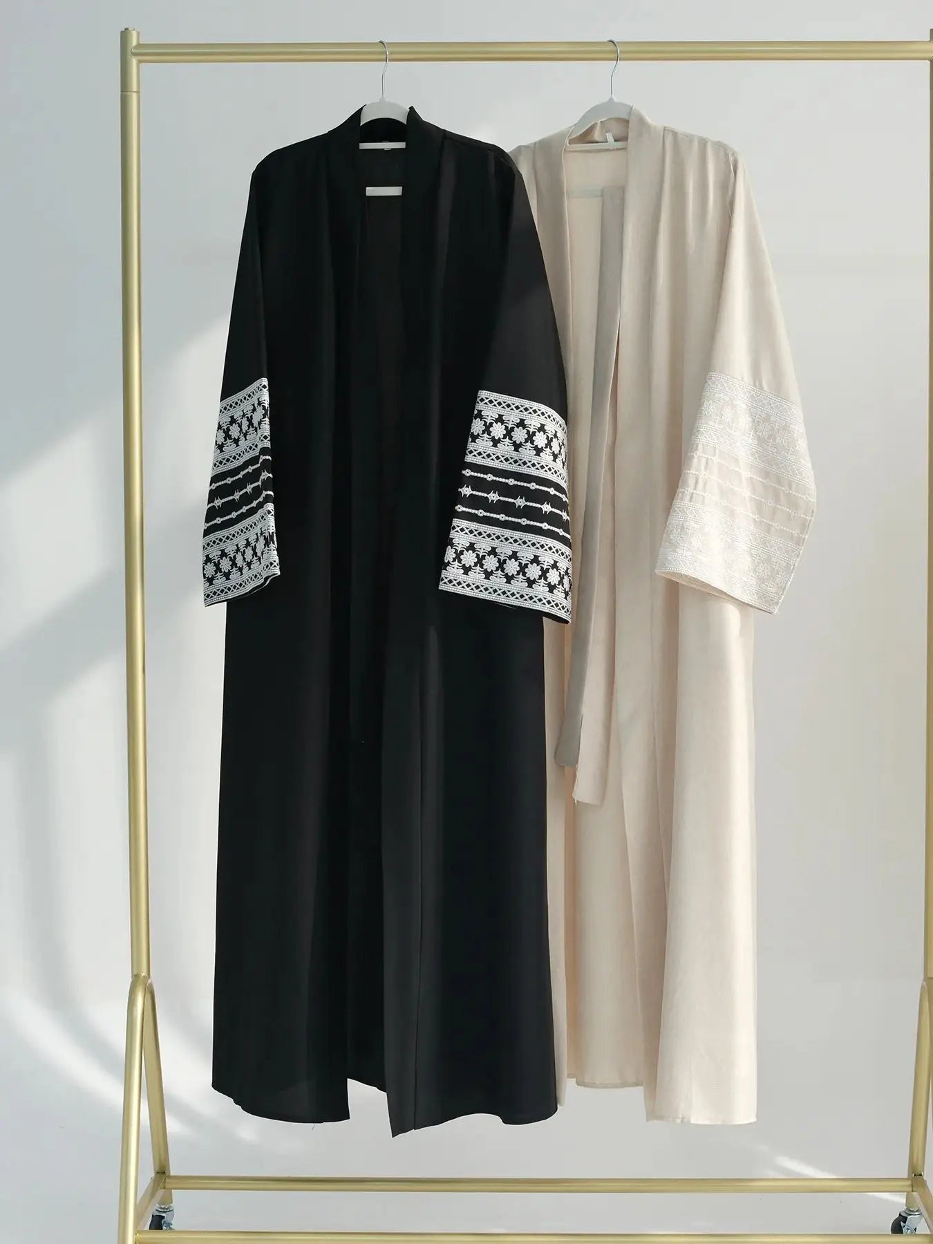 Fashion Embroidery Kimono Oversized Muslim Robe Syari Female Full Length Muslim Outerwear Worship Service Abaya With Belt wy1946 - Seprincess