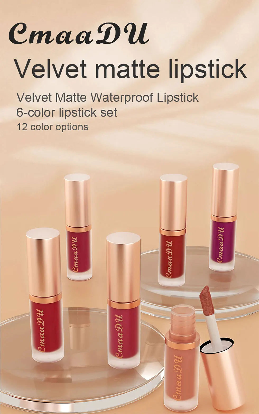 CmaaDu Velvet Matte Liquid Lipstick Waterproof Long Lasting Nonstick Cup Mate Nude Red Lip Stick Lint Tube Makeup Cosmetics Lips - Seprincess