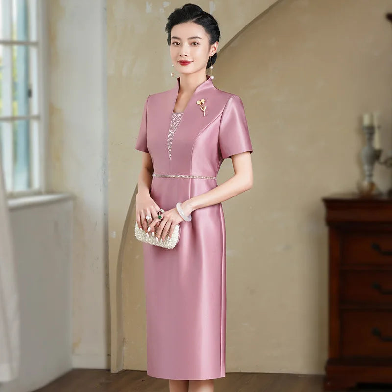 Yourqipao Cheongsam Young Women's Summer High-end Qipao Mother Dress Chinese Wedding Banquet Toast Dress - Seprincess