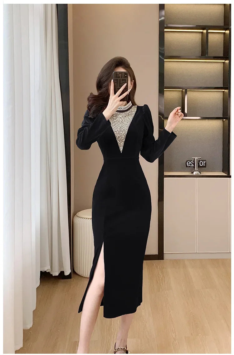 2024 Real-time Banquet Design Sensibility Heavy Embroidery Dress Yearly Hostess Warrior Gown New Year Dress