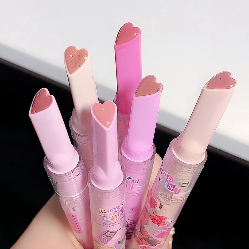 Jelly Mirror Lipstick Makeup Love Shape Waterproof Non-stick Cup Solid Lip Gloss Clear Long Lasting Moisturizing Lipstick Pen - Seprincess