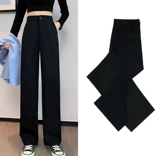 Women Solid Color Straight Pants Spring Autumn Casual Long Pants With Elastic waist Female Basic OL Full Trousers