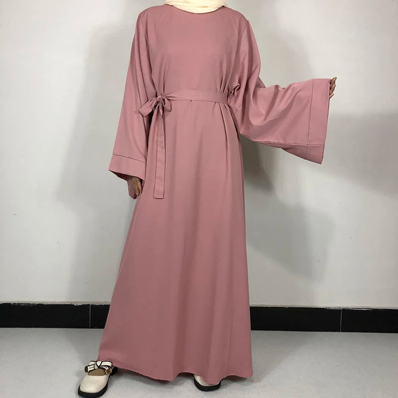 15 Colors Basic Plain Nida Abaya With Free Belt High Quality Muslim Women Modest Simple Dress EID Ramadan Islamic Clothing - Seprincess