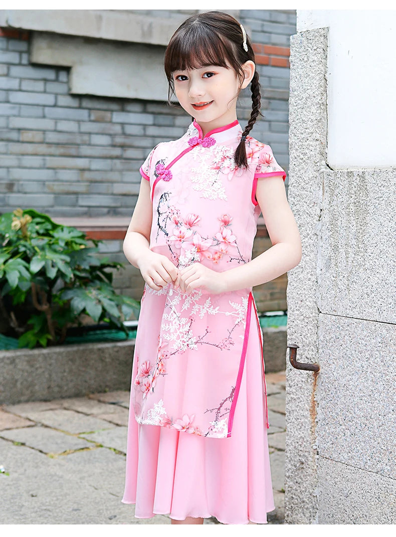 1pcs/lot chinese style children Girl Traditional Cheongsam Hanfu Dress Kids Princess Costume - Seprincess