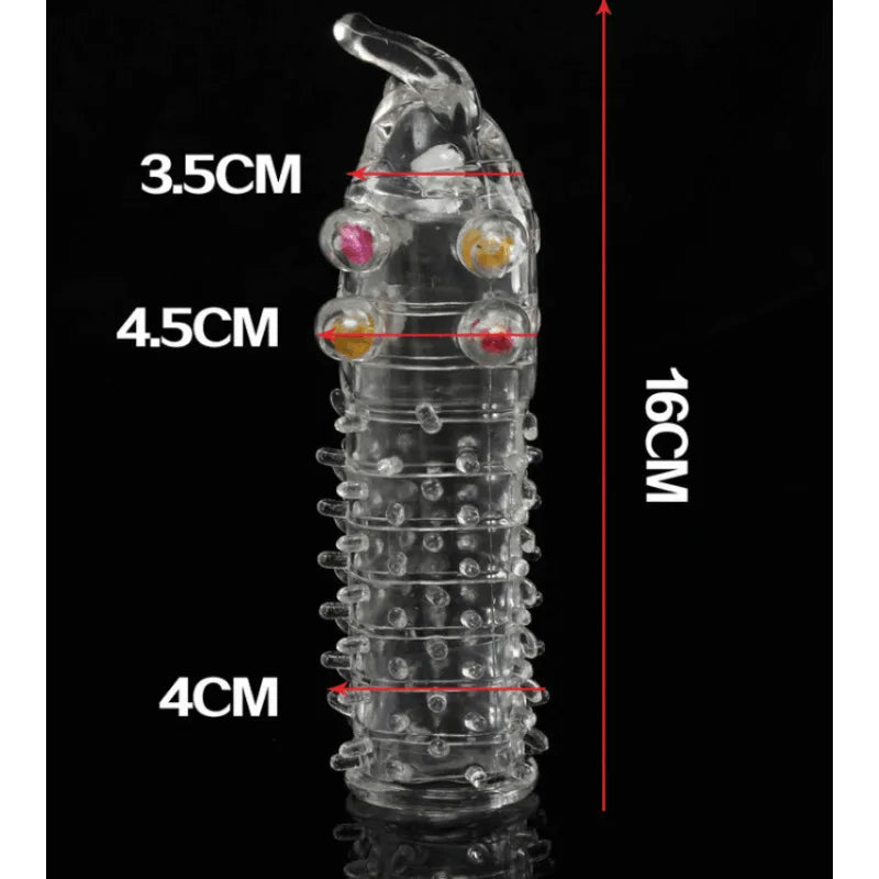 3D Large Particles Crystal Mace Penis Condoms with Spines Thick Penis Enlarger Delay Ejaculation Cock Ring for Sex Life Couples - Seprincess