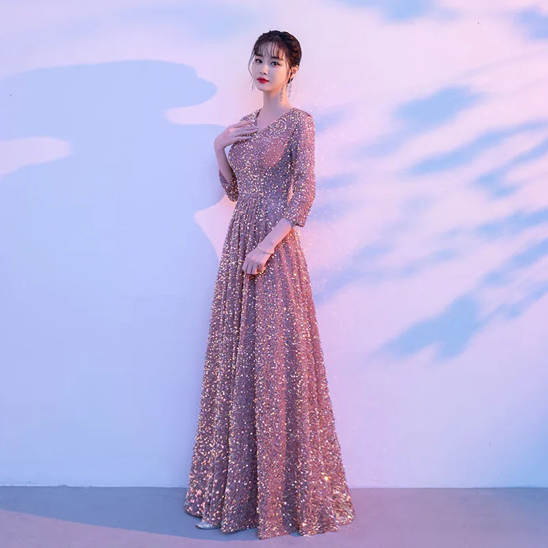 Chorus Costume Women's Banquet Piano Performance Wear Host Starry Sky Evening Long Dress Recitation Competition Clothing - Seprincess