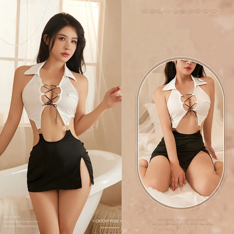 Sexy lingerie new 2024 Secretary Girl Uniform Temptation Strap Short Tight Bag Hip Skirt fetish women sexs underwear Sex shop - Seprincess