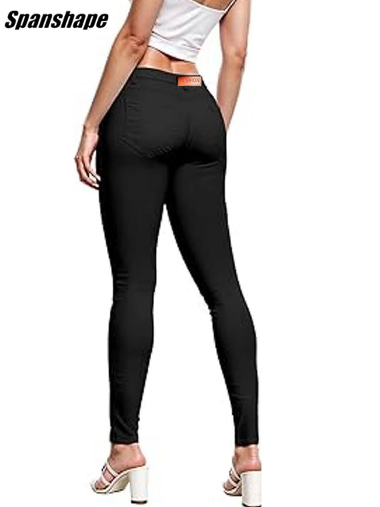 Womens Super Stretch Comfy Denim Skinny Pants  Butt Black Skinny Jeans Elastic Waist Ankle Legging