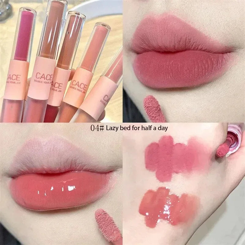 Double Head Lip Gloss Matte Velvet Sexy Red Tint Liquid Lipstick Waterproof Lipgloss Lasting Lip Glaze Korean Makeup Cosmetics - Seprincess