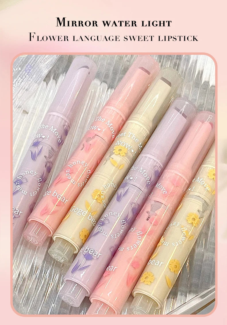 Gege bear flower words honey lipstick moisturizing mirror gloss jelly love lipstick lipstick pen - Seprincess