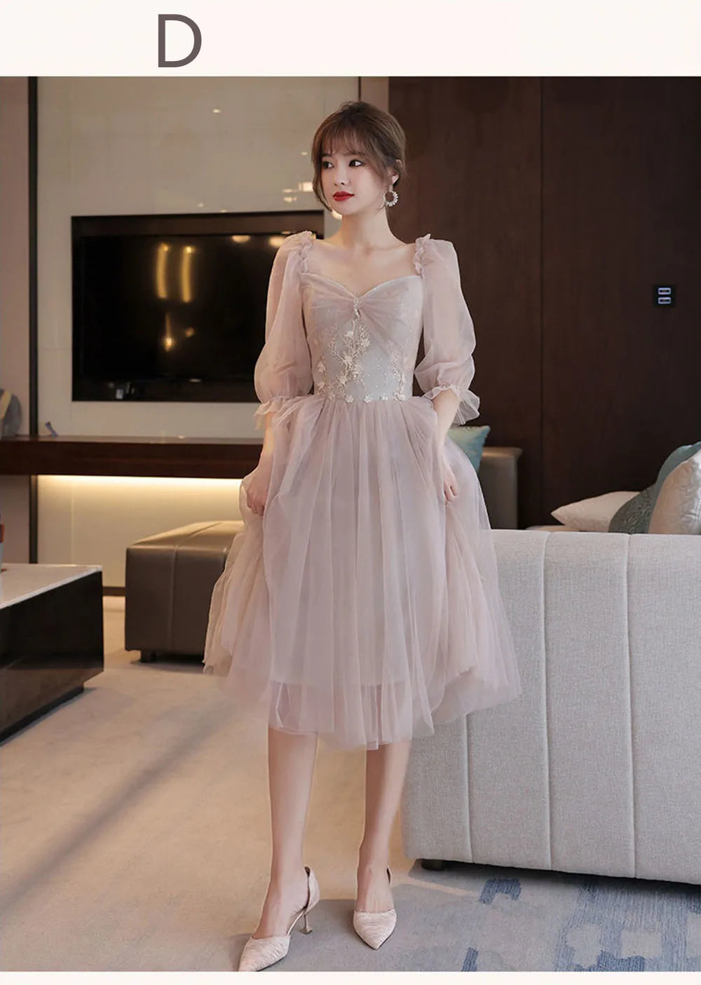 4 Styles Elegant Simple Bridesmaid Dress Women's Tulle Half Sleeves Slim Fit Design A-Line Dress Applique Wedding Party Vestido