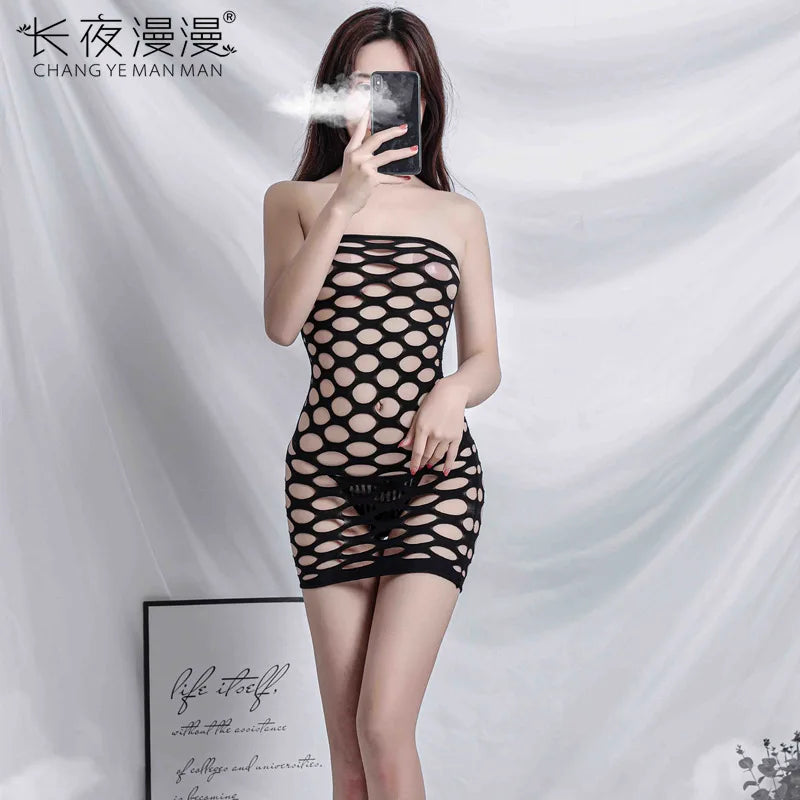 Women's Underwear Passion Transparent Sexy Seduction Open Mesh Stockings Uniform Night Lost Night Dress Suit