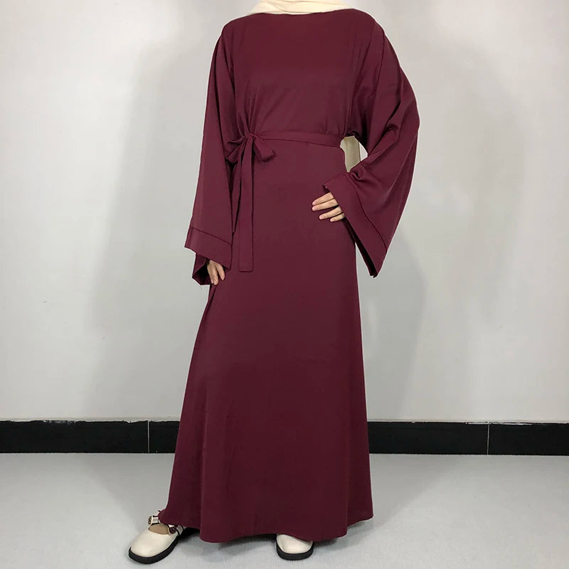 15 Colors Basic Plain Nida Abaya With Free Belt High Quality Muslim Women Modest Simple Dress EID Ramadan Islamic Clothing - Seprincess