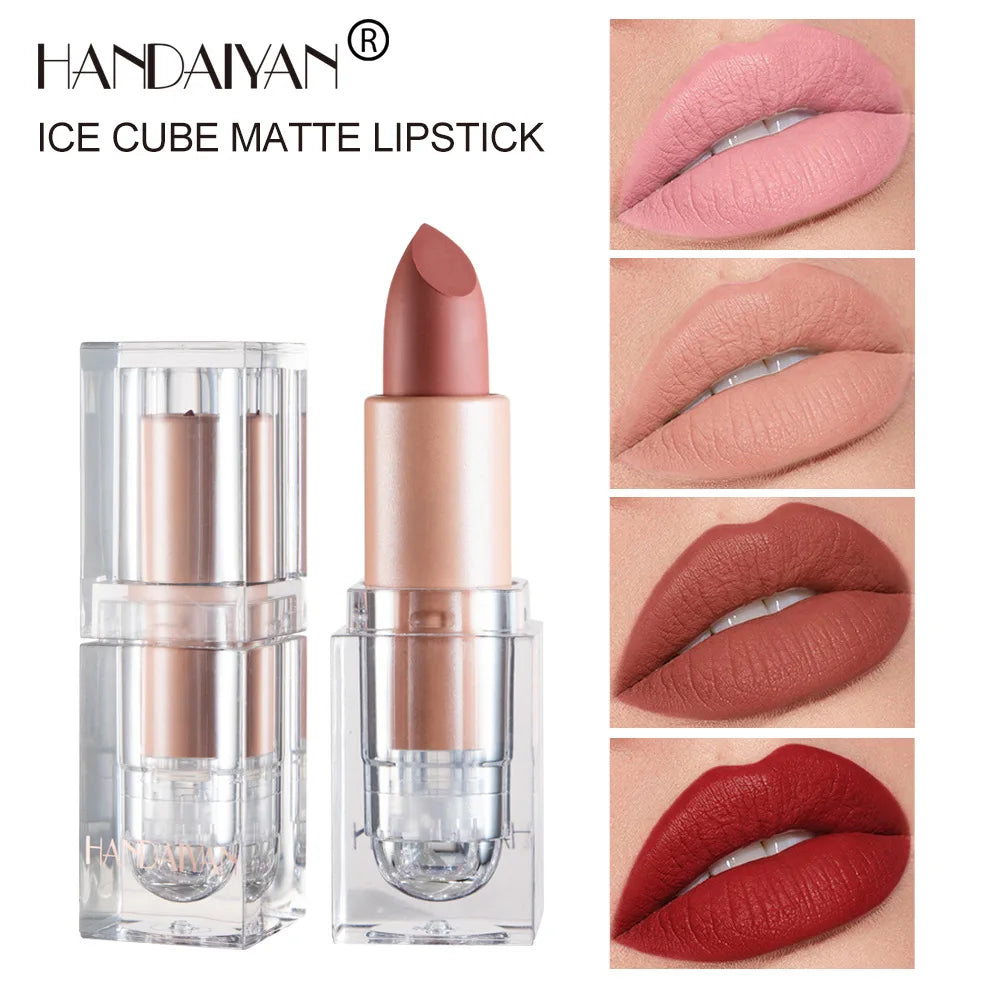 Handaiyan 12 Colors Matte Waterproof Velvet Nude Lipstick Sexy Red Brown Pigments Makeup Long Lasting Profissional - Seprincess