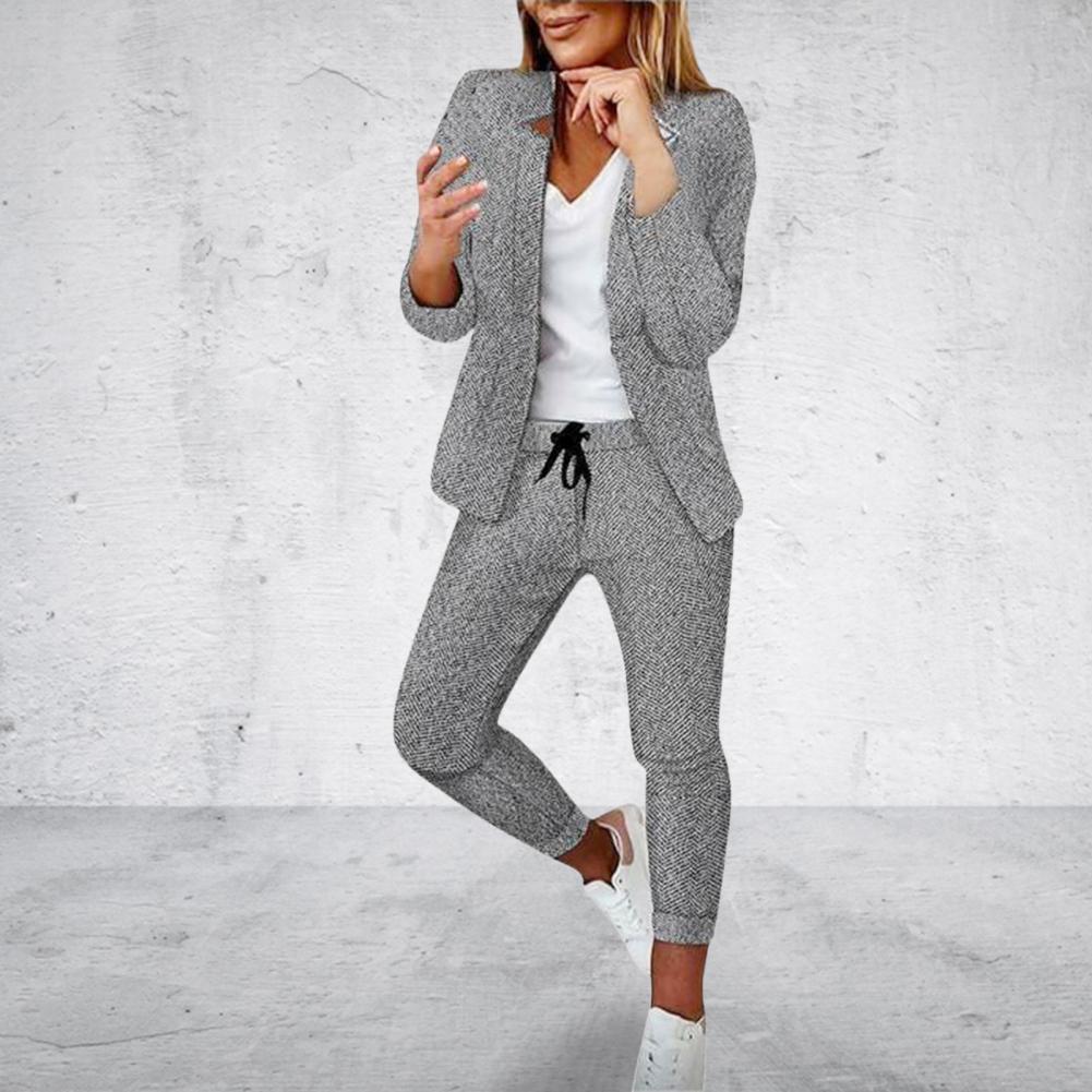 2Pcs Pants Suit for Women Blazer Set Ladies Open Stitch Blazer Jacket Pants Two Piece Set Women Outfits ensemble femme 2 pièces - Seprincess