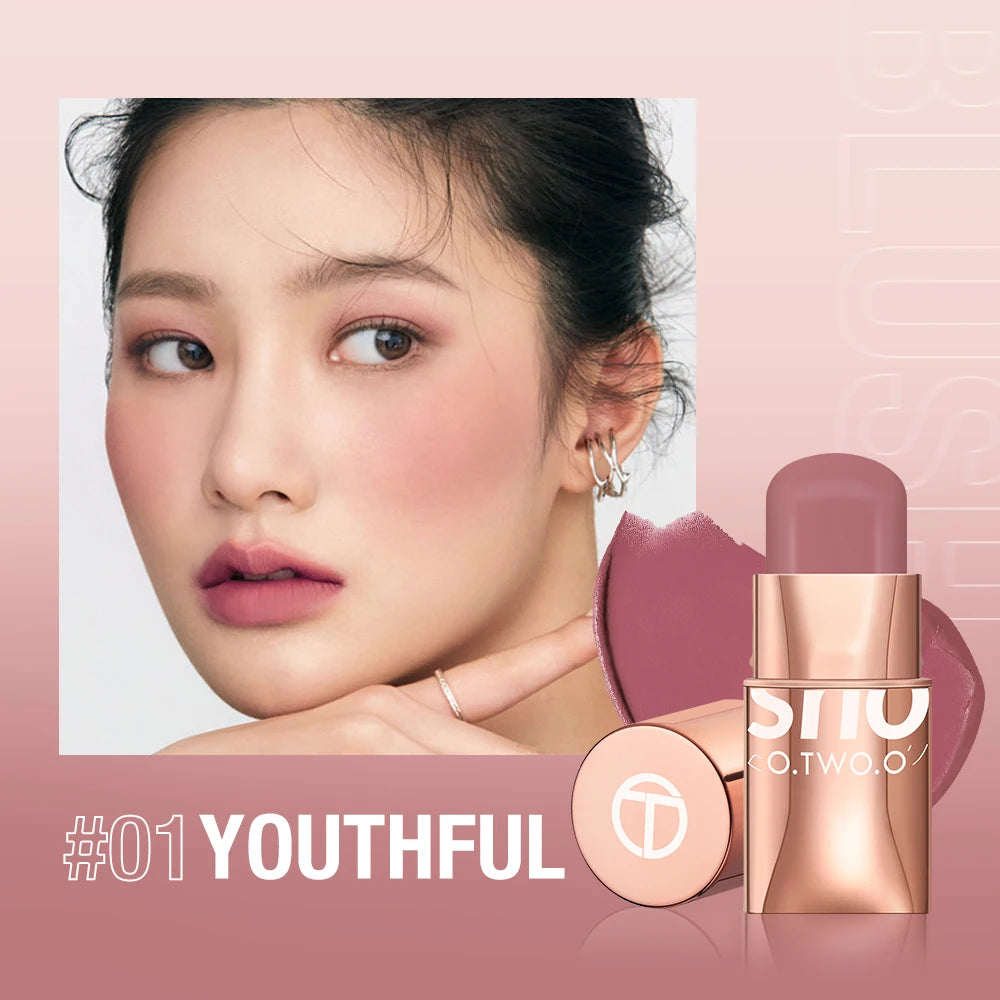 O.TWO.O 3-in-1 Lipstick Blush Eyes Shadow Multifunctional Makeup Waterproof Lightweight Lip Stick Cheek Cream Smooth Texture - Seprincess