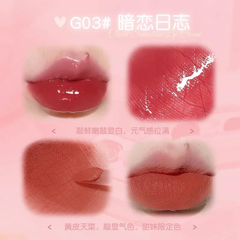 GOGO TALES Double Lip Gloss Mirror Finish Nude Color Korean Lipstick Matte Non-Sticky Lip Mud Long-Lasting Vegan Makeup