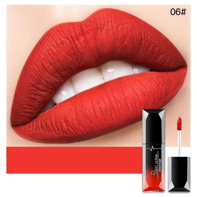 Pudaier Lip Makeup Sexy Matte Long Lasting Lipgloss Liquid Lipstick Lip Cream Waterproof And Non Stick Cup 21 Colors Lipstick