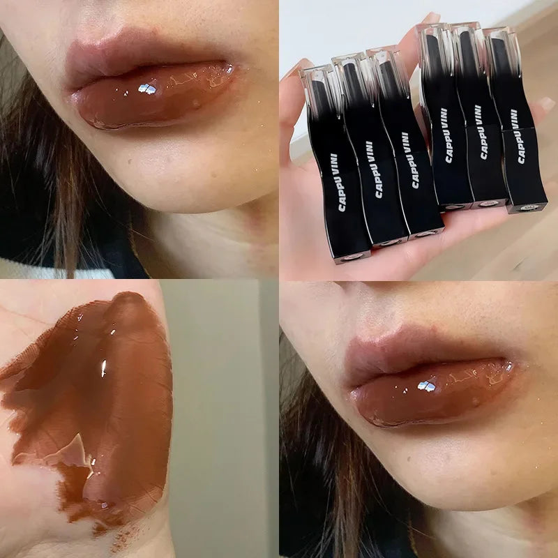 New Jelly Mirror Black Tube Lipstick Long Lasting Non-stick Cup Moisturize Water Light Lip Gloss Korean Lips Makeup Cosmetic 1pc - Seprincess