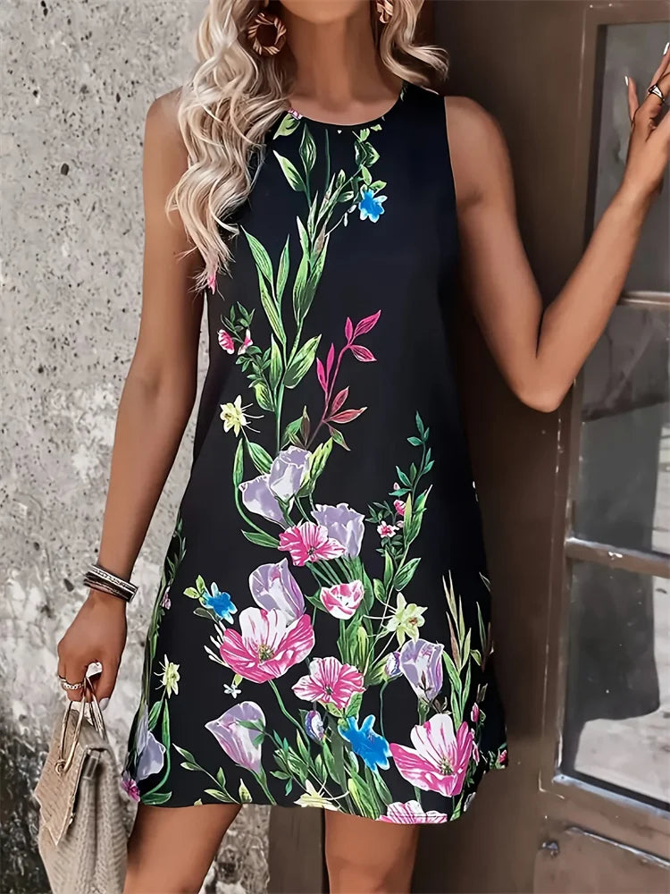 Bohemia 2024 Summer Women's Dresses Coolred Women's Sleeveless Tank Dresses Travel Essential Fashion Printed Short Dresses - Seprincess