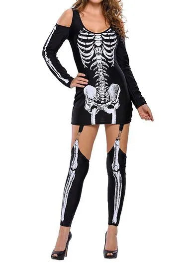 Witch Clothing Skeleton Zombie Ghost Cosplay Costumes Death Jumpsuit Halloween Dress Sexy Off Shoulder Dark Performance Costume - Seprincess