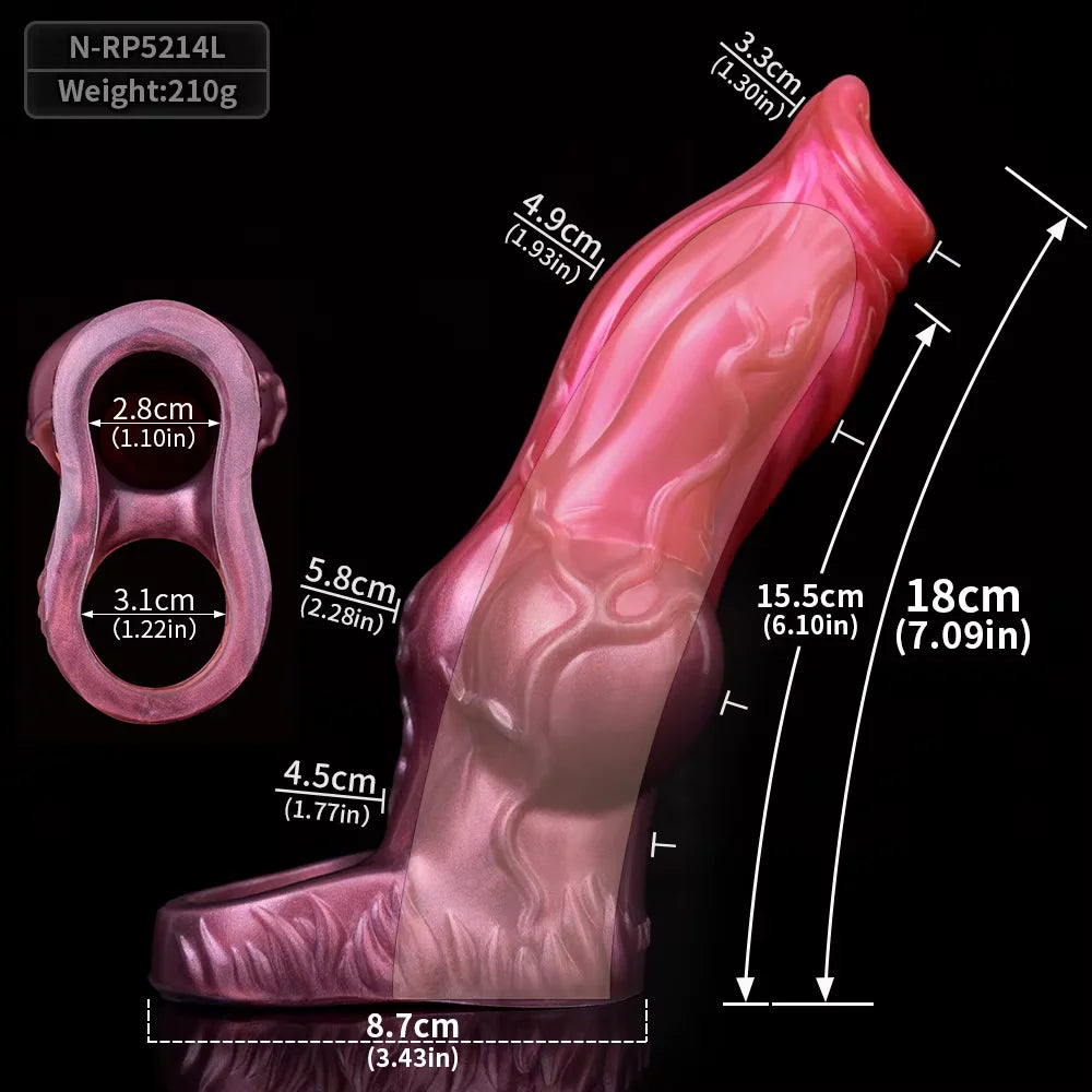 FAAK Large Silicone Fantasy Knot Penis Sleeve  Cock Enlargement Sex Toys For Men Delay Ejaculation Size M L