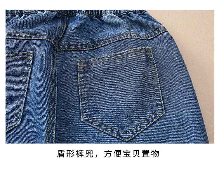 Teenage Jeans for Girls 2024 Spring Summer Casual All-match Loose Kids Leg Wide Pants School Children Trousers 4-16 Years