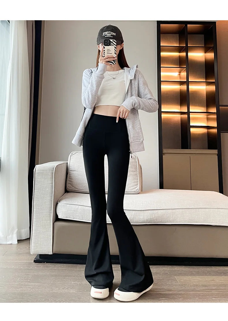 2025 New Women's Flare Leggings High Waist Wide Leg Yoga Pants Slim Seamless Fitness Workout Tights Gym Sports Trousers Clothing