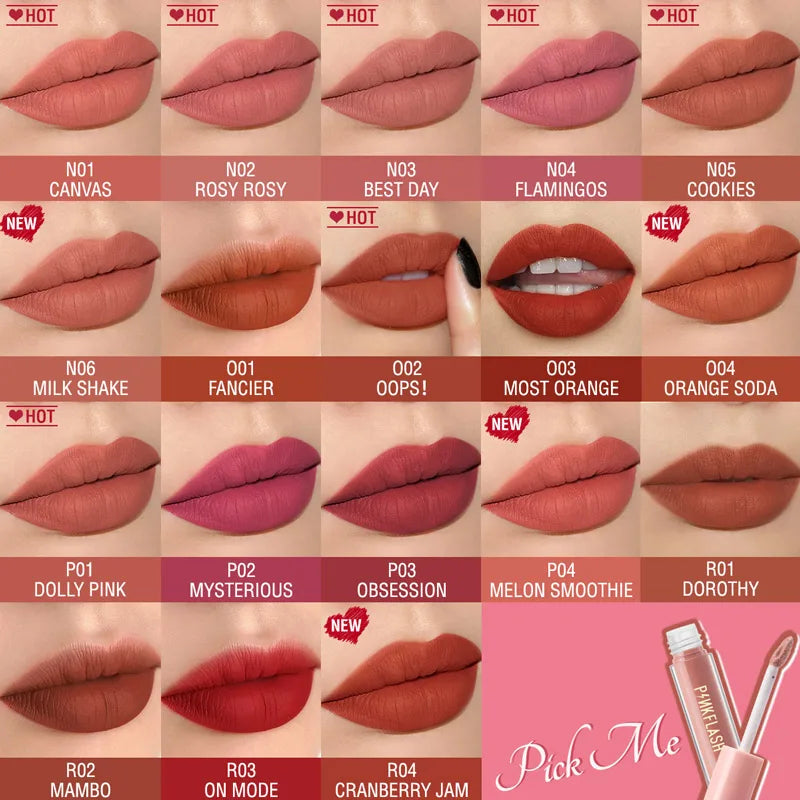 PINKFLASH Wholesale Matte Lipstick Soft Red Nude Pink Melting Lip Cream Waterproof Makeup Lipgloss Not Fade Lip Mud Lip Tint - Seprincess