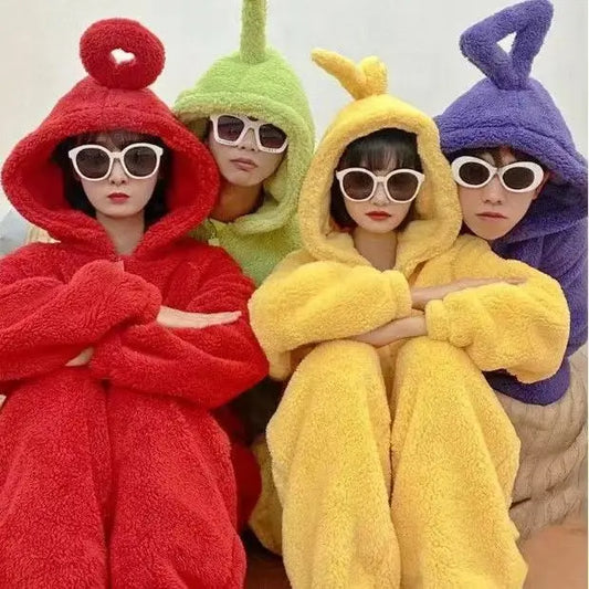 Kids Adult Teletubbies Costumes Soft Long Sleeves Piece Pajamas Costume Lala Home Clothes Cosplay Unisex Hallowe Party Wear - Seprincess