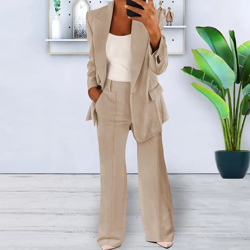 Autumn Fashion New Women's 2PCS Pants Sets Business Office Ladies Formal Blazer And Pants Sets Tracksuit Sets Female Outfits - Seprincess