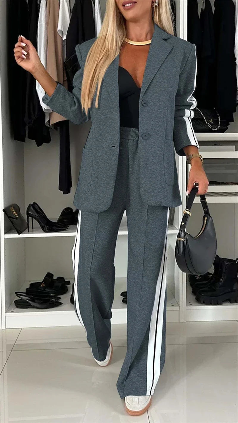 Streetwear 2 Piece Sets Women Outfit Winter Fall Clothes 2024 Women Blazer Coat Top and Pants Sets Casual Blazers Suit Woman Set - Seprincess