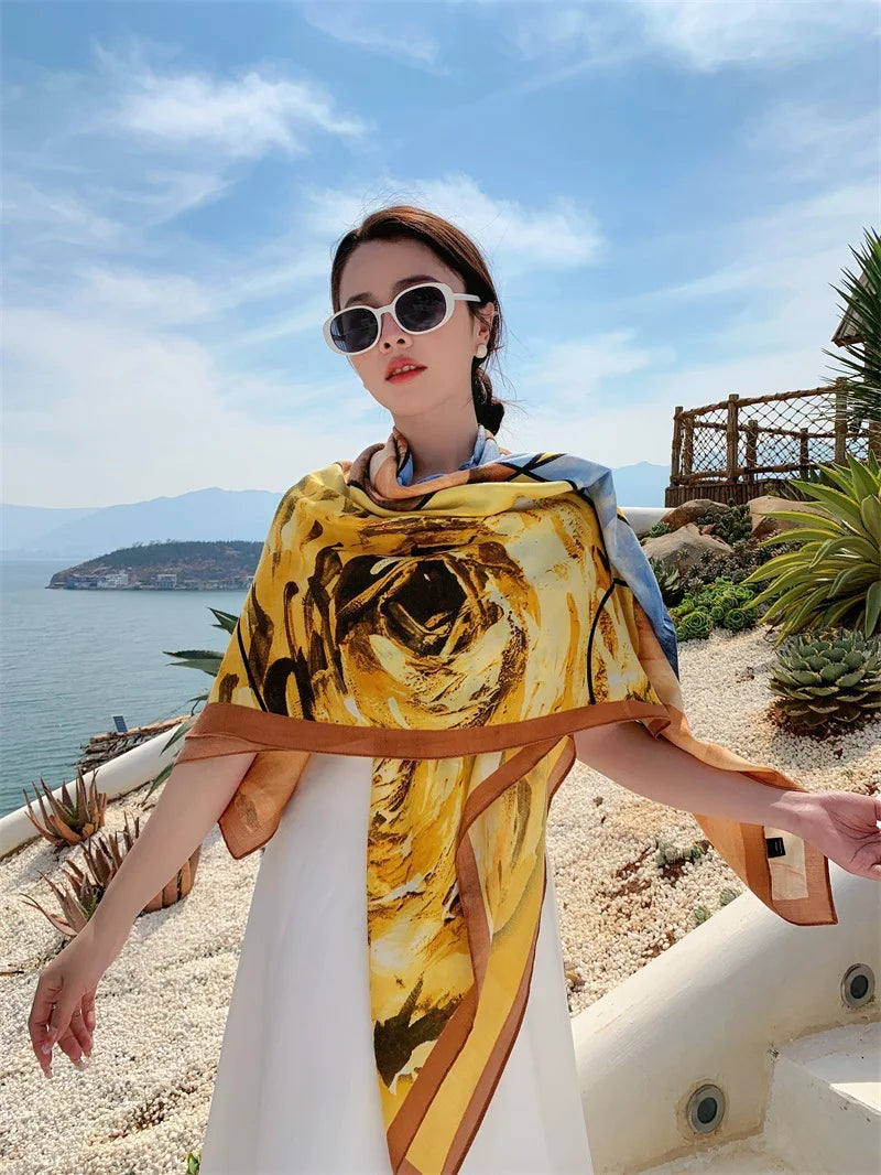 HOT 130x130cm large Velvet Texture Squar Travel Scarf Beach Dress Bikini Sarong Wrap Women Brazilian Swimsuit Bathing Cover-ups - Seprincess