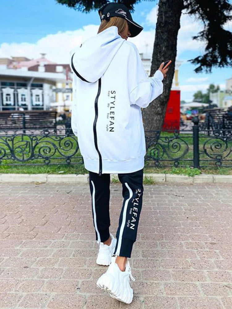 Women Letter Sweatshirts 2Piece Sets Tracksuit Oversized Suit 2022 Autumn Female Korea TrouserPullover Pants Suits Female - Seprincess