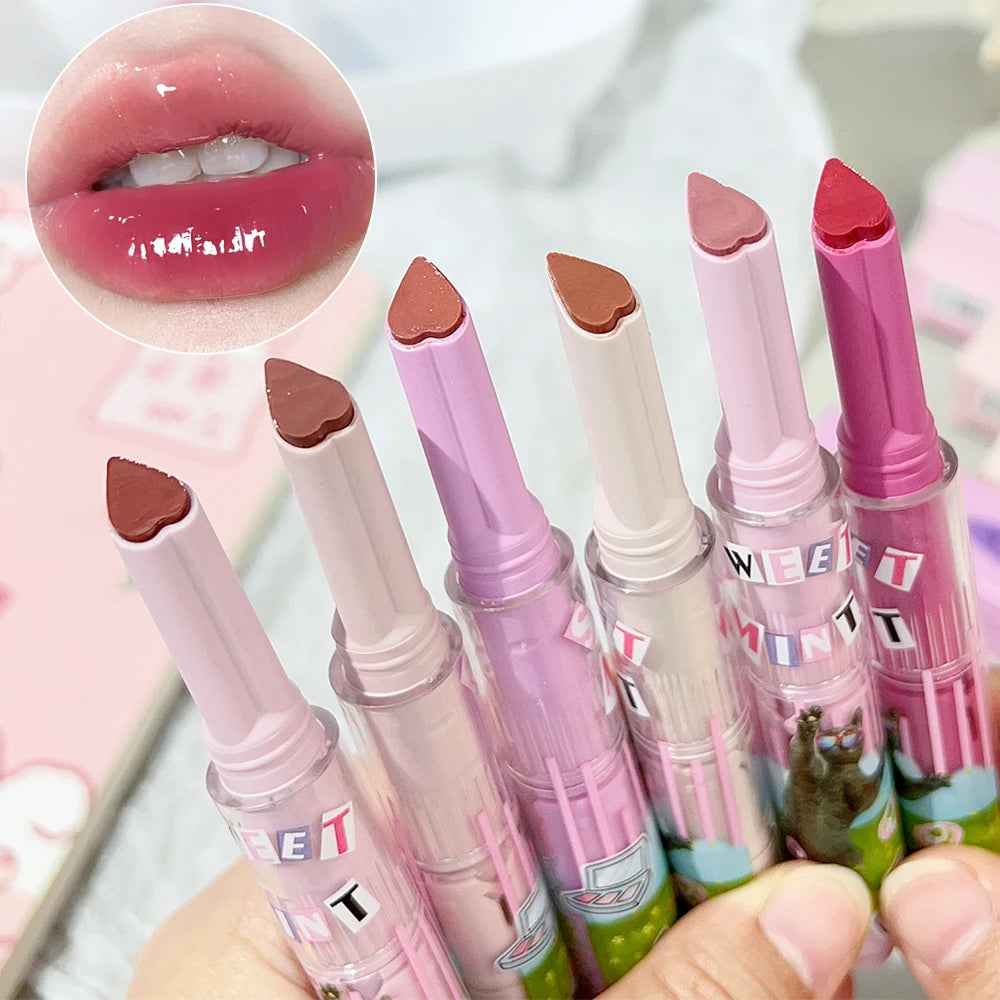 Moisturizing Jelly Mirror Lipstick Waterproof Lasting Clear Heart-shaped Solid Lip Gloss Pen Non-stick Cup Lips Tint Makeup - Seprincess