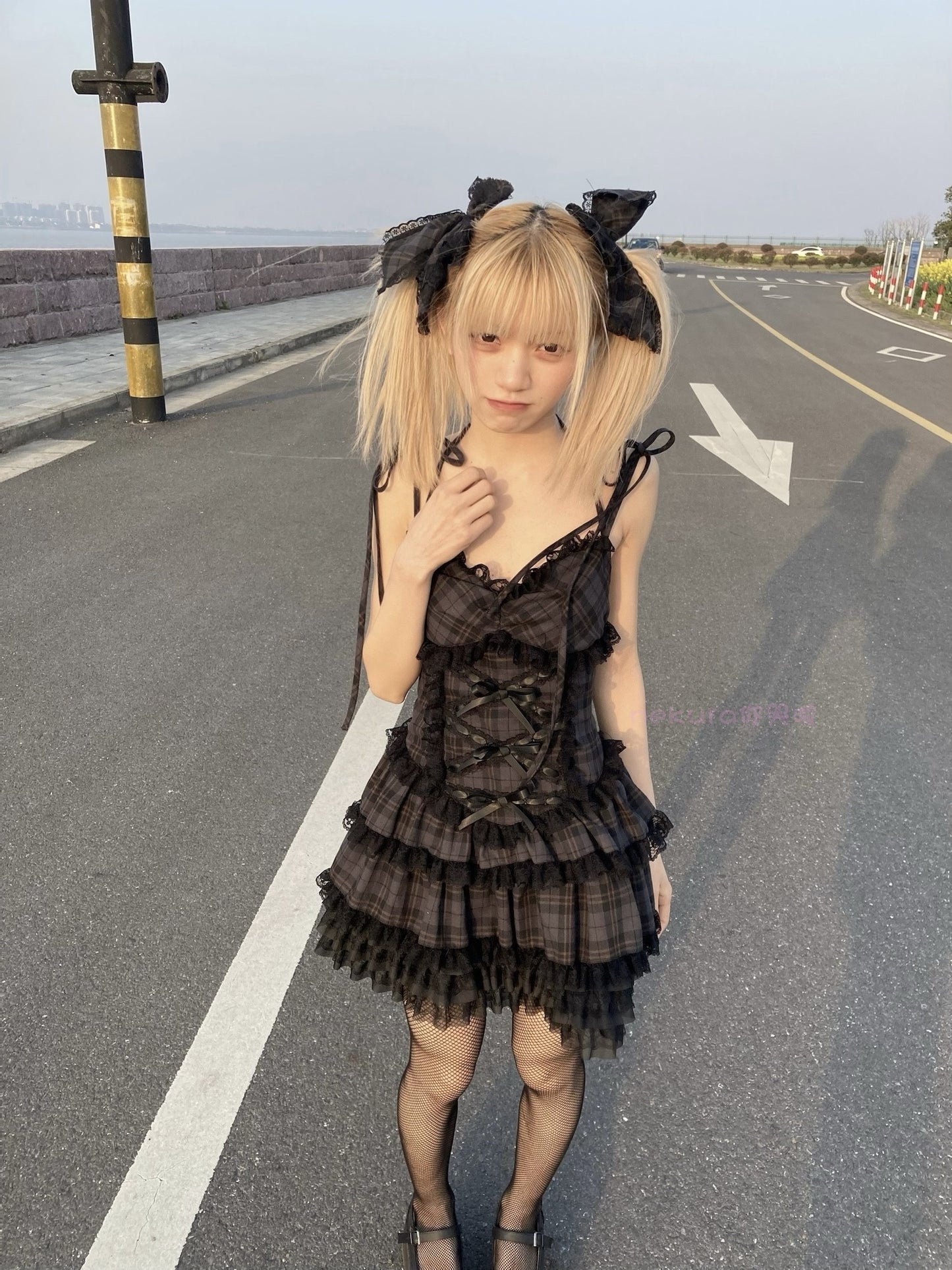 Summer Autumn Preppy Style Gothic Girls Sexy Sling Dress Balck Pleated Mini Short Plaid Women Sleeveless Large Pendulum Dresses - Seprincess