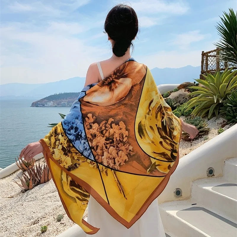 HOT 130x130cm large Velvet Texture Squar Travel Scarf Beach Dress Bikini Sarong Wrap Women Brazilian Swimsuit Bathing Cover-ups - Seprincess