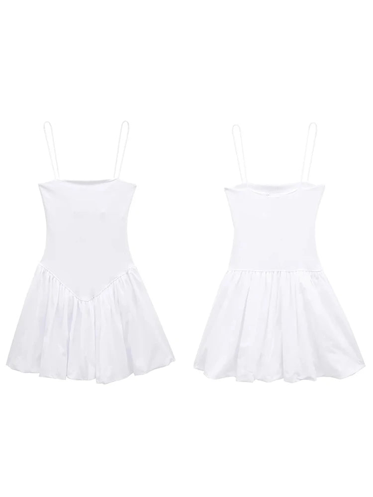 2024 TRAF-Women's Thin Straps SummerRibbed Poplin Puff Short Sexy Women's Clothing Vacation Outfits Female Dresses - Seprincess