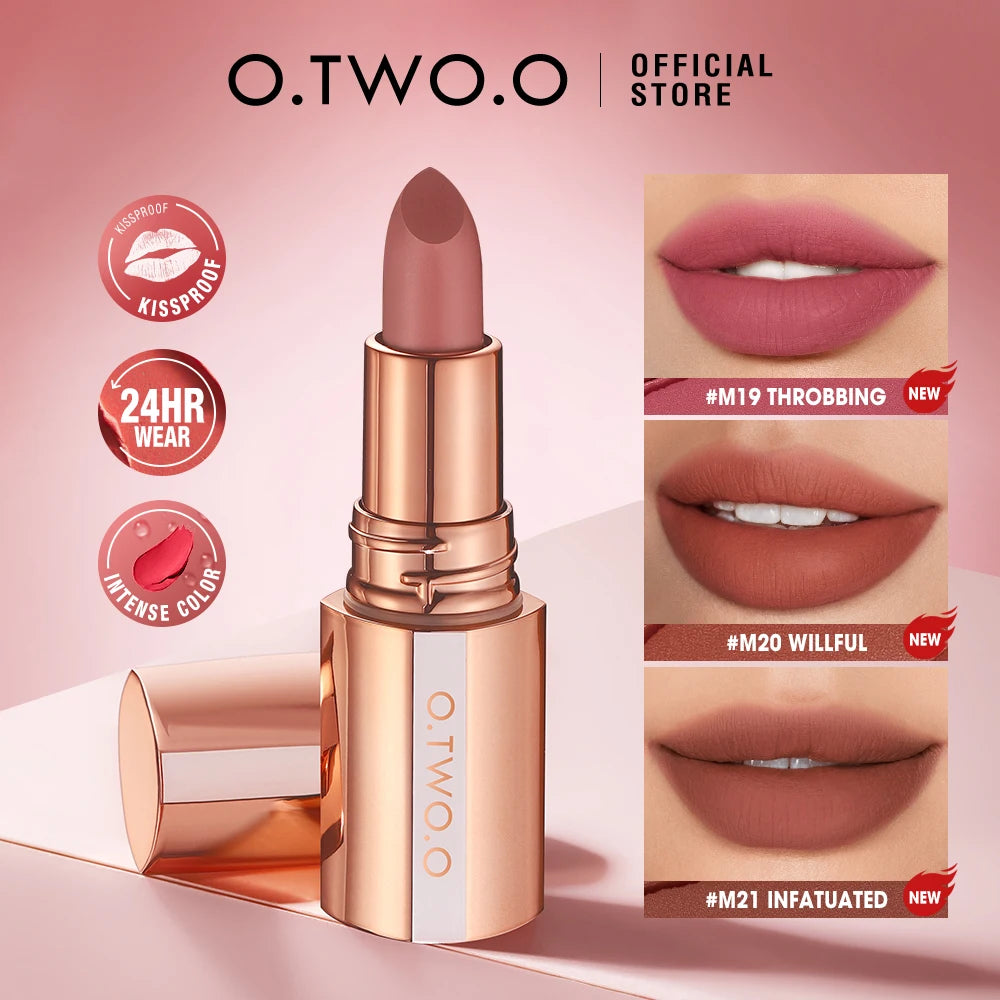 O.TWO.O Matte Lipstick Lip Tint 8 Colors Waterproof Long Lasting Non-stick Cup Sexy Highly Pigmented Velvet Lip Sticks Lip Stain - Seprincess