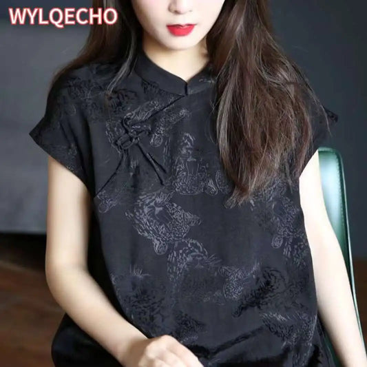 2024 Summer Original Design Cotton Linen Qipao Black Women's Literary Vintage Cheongsam Chinese National Style Dress Women - Seprincess