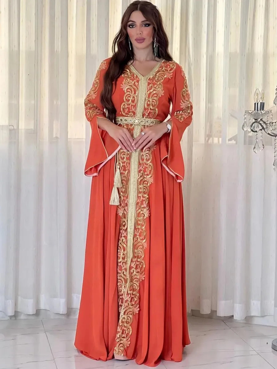 Eid Muslim Party Dress for Women Abaya Emboridery Jalabiya Morocco Dresses  Abayas Kaftan Abaya Islam Vestidos Arab Long Robe - Seprincess